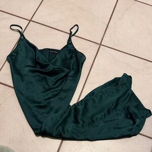 PrettyLittleThing Emerald Satin Dress